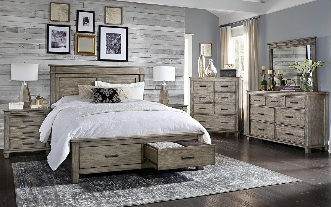 A-America Furniture Glacier Point King Storage Bed in Greystone