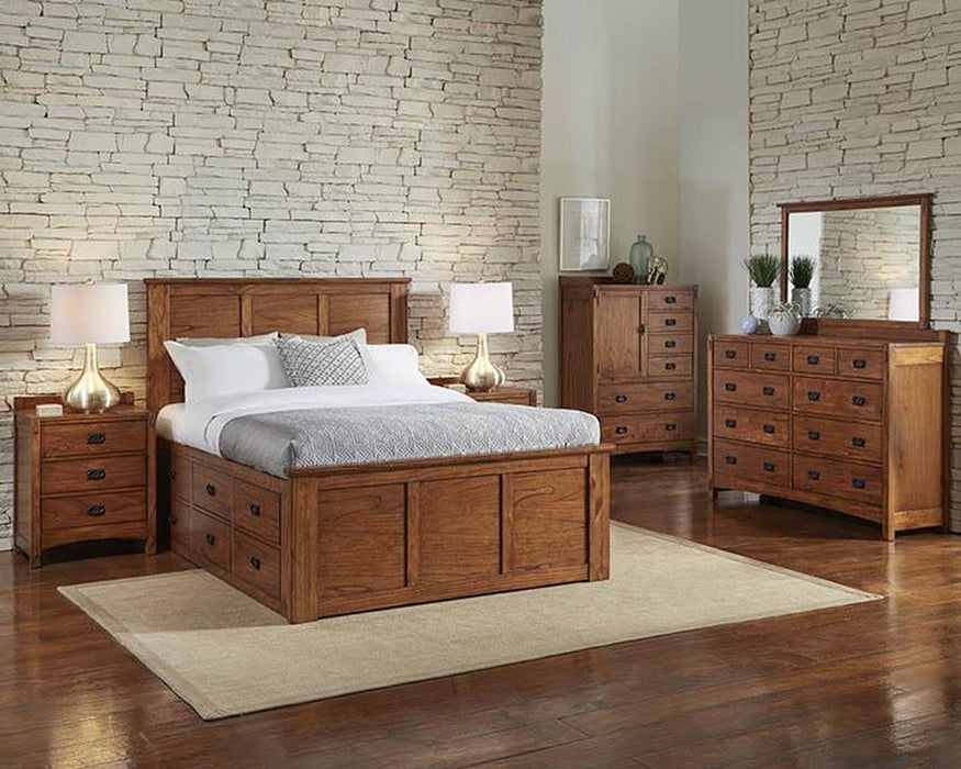 A-America Furniture Mission Hill King Captain Bed in Harvest