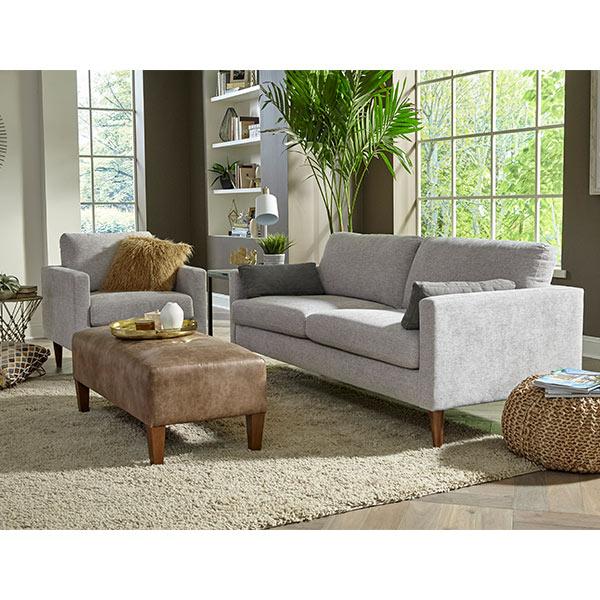 TRAFTON COLLECTION LEATHER STATIONARY SOFA W/2 PILLOWS- S10BNLU