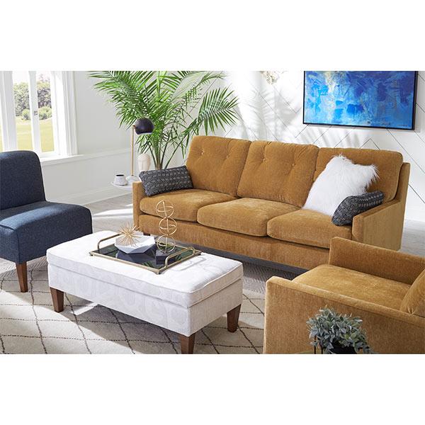 TREVIN COLLECTION LEATHER STATIONARY SOFA W/2 PILLOWS- S38ELU