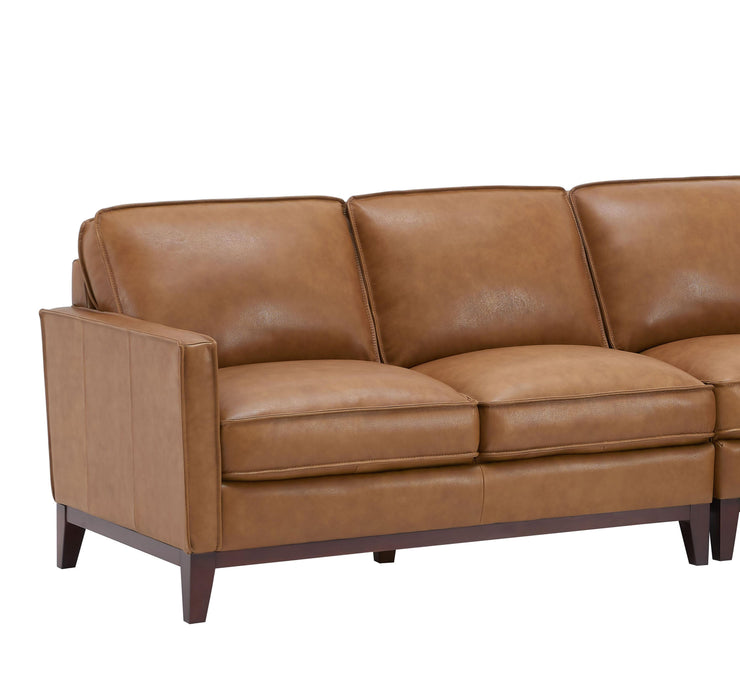 Leather Italia USA Georgetowne Newport LAF One Arm Loveseat in Camel