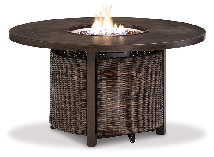 Paradise Trail Paradise Trail Fire Pit Table with 4 Nuvella Swivel Lounge Chairs